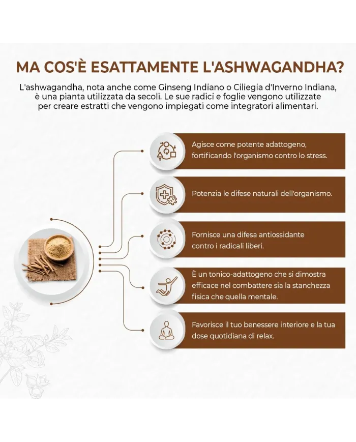 Ashwagandha 60 capsule rimedio anti-stress (ginseng indiano)