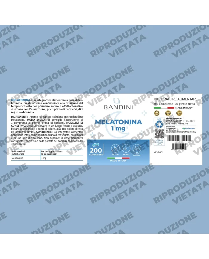 Melatonina Pura 200 Compresse - Forte per Dormire e Jet Lag