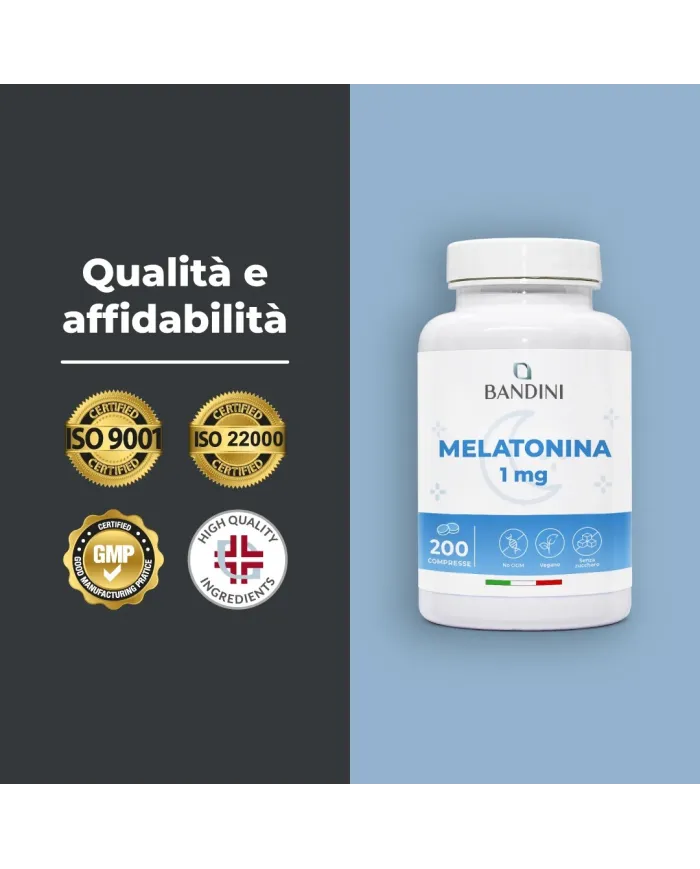 Melatonina Pura 200 Compresse - Forte per Dormire e Jet Lag