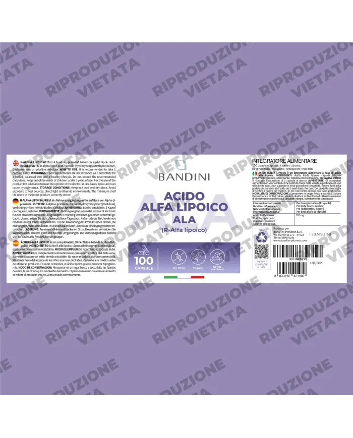 Acido Alfa Lipoico 100 capsule | Antiossidante naturale