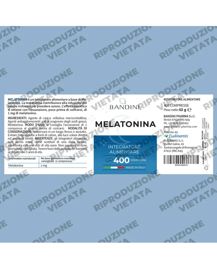 Melatonina Pura 400 Compresse - Forte per Dormire e Jet Lag