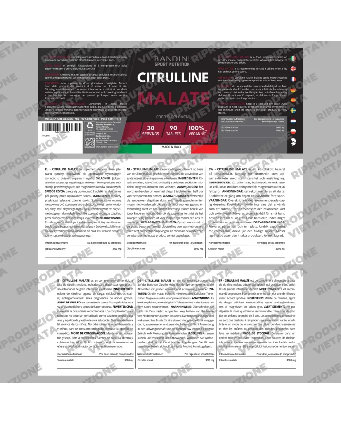 Citrulline Malate da 90 compresse ad alto dosaggio per culturisti