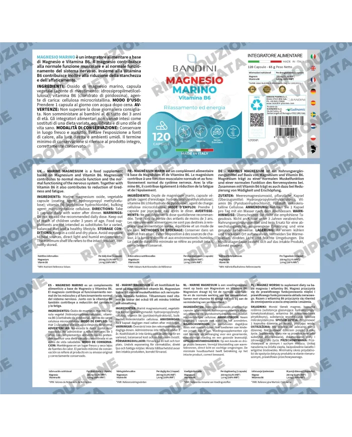 Marine Magnesium with Vitamin B6 - Reduces fatigue & stress