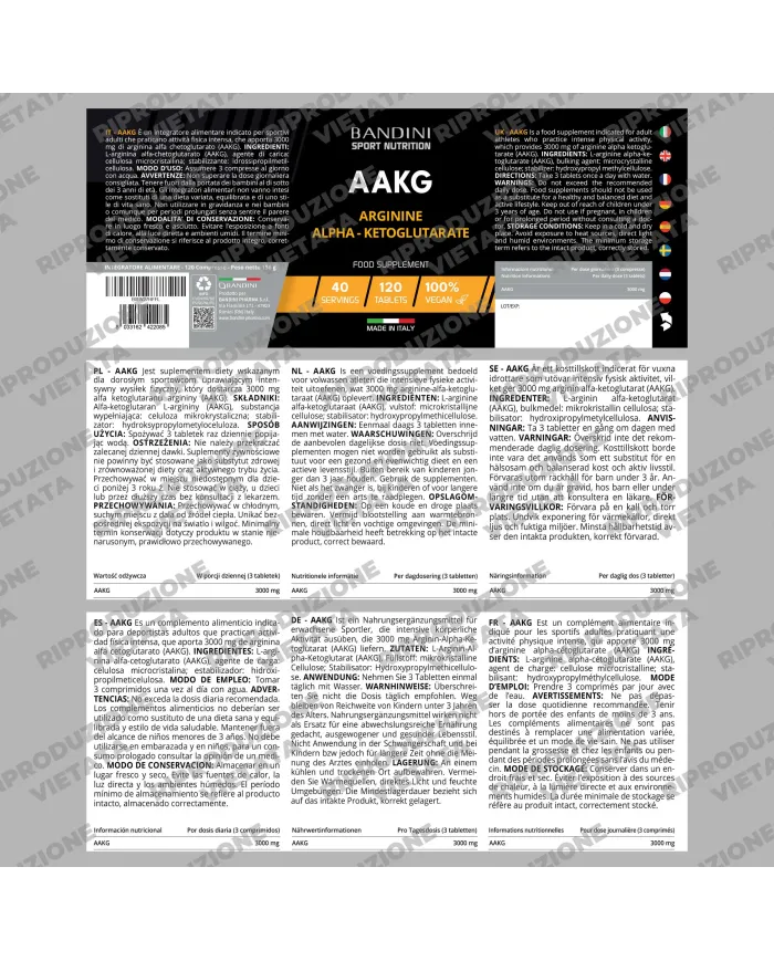AAKG -120 Compresse - Pre workout potente per sportivi adulti
