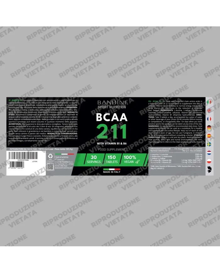 BCAA 2:1:1 da 150 Compresse - Intra Pre & Post Workout potente