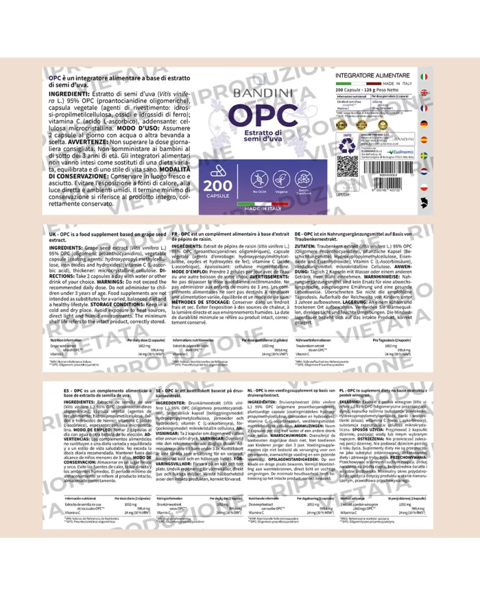 OPC 200 capsules European grape - Antioxidant, anti-inflammatory