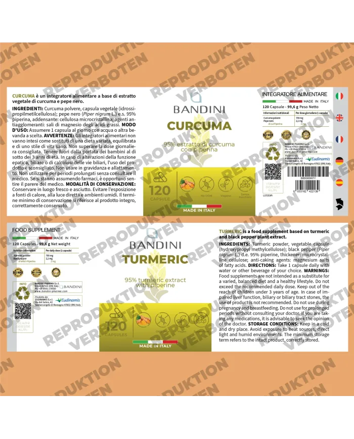 Curcuma 120 capsule antinfiammatorio dolori mestruali ed articolari