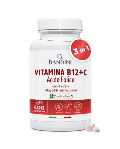 Vitamina B12 con Acido folico e Vitamina C | 400 compresse