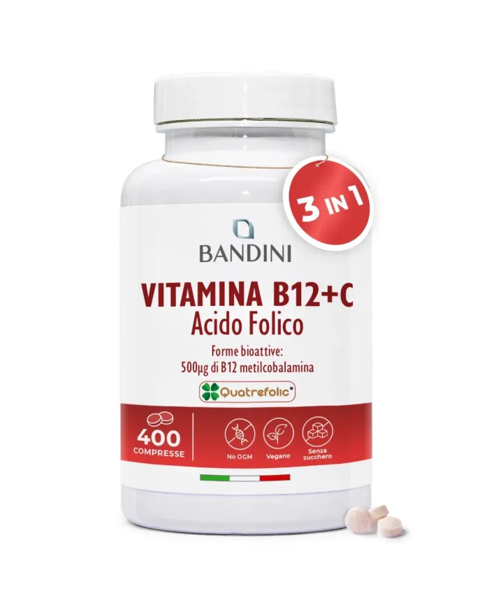 Vitamina B12 con Acido folico e Vitamina C | 400 compresse
